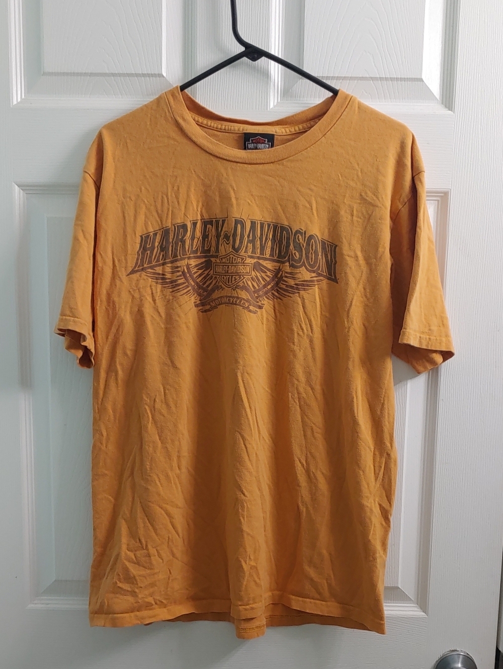 Vintage Y2K Harley Davidson T Shirt Men's L Yellow Orange Bahamas Tee